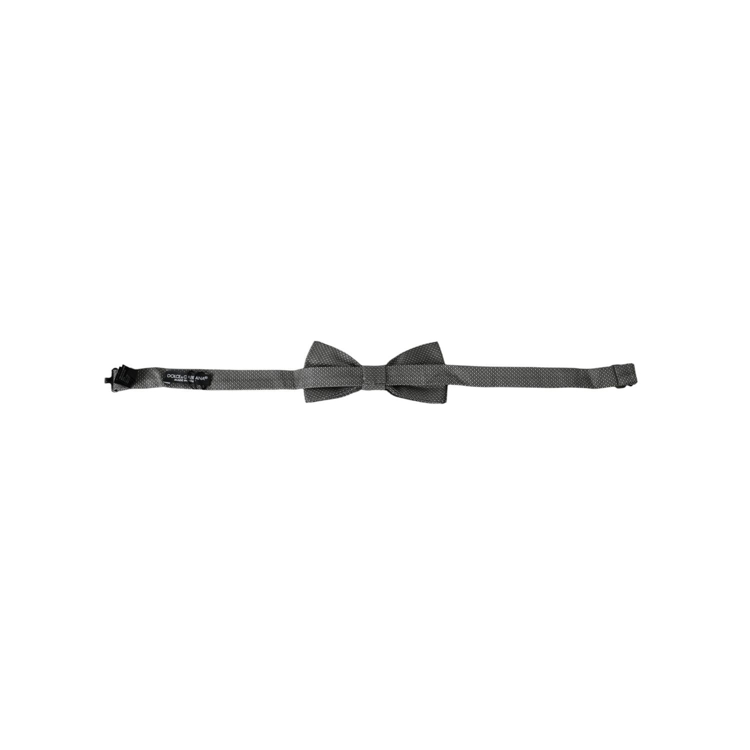 Dolce & Gabbana Gray Silk Patterned Adjustable Neck Men Bow Tie