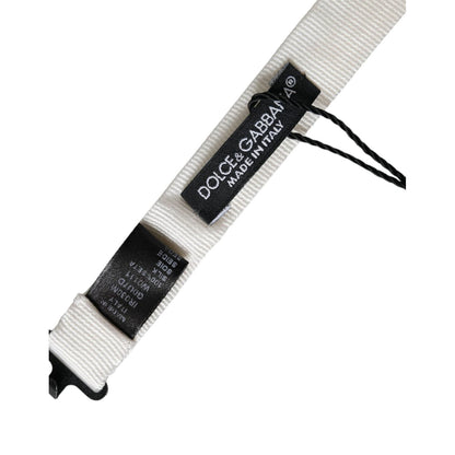 Dolce & Gabbana White Silk Adjustable Neck Men Papillon Bow Tie