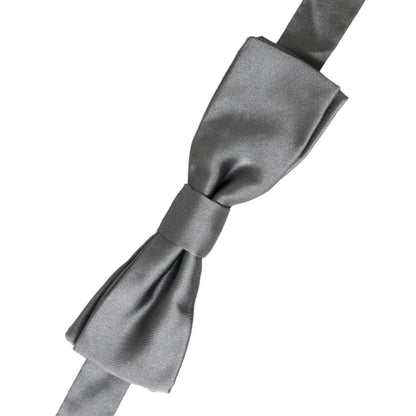 Dolce & Gabbana Gray Satin Silk Adjustable Neck Men Papillon Bow Tie