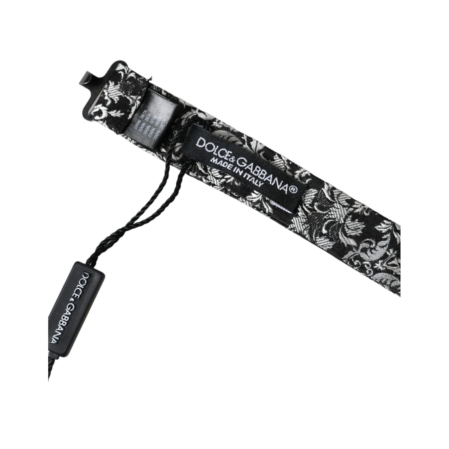 Dolce & Gabbana Black Floral Silk Adjustable Neck Men Bow Tie