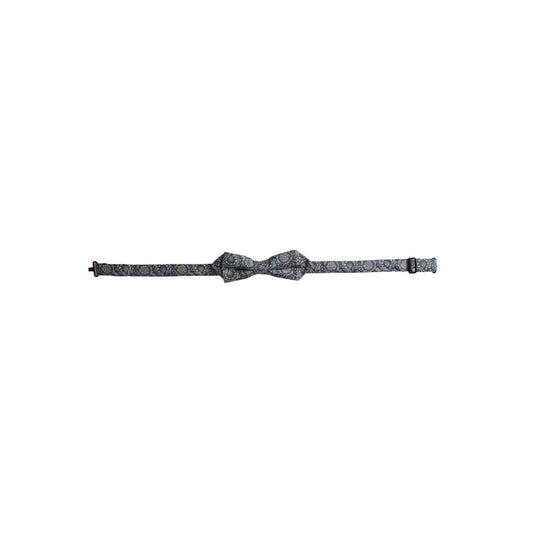 Dolce & Gabbana Gray Silk Patterned Adjustable Neck Men Bow Tie