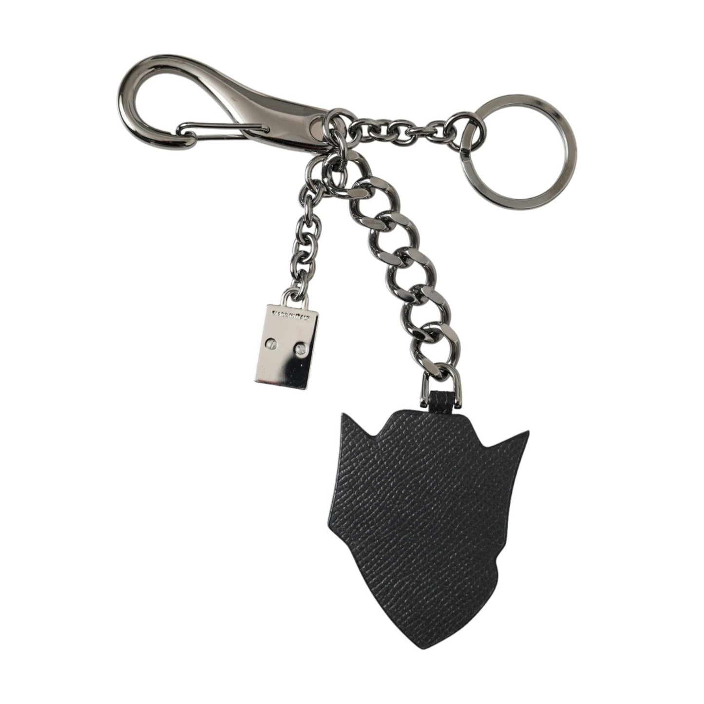 Dolce & Gabbana Black Prince Studs Logo Silver Brass Keychain Keyring