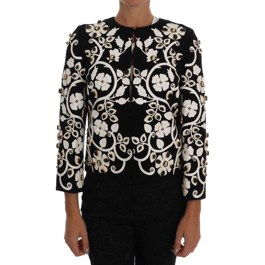 Dolce & Gabbana Black Baroque Floral Crystal Jacket Dolce & Gabbana
