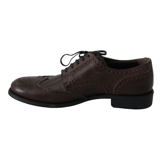 Dolce & Gabbana Brown Leather Brogue Derby Dress Shoes Dolce & Gabbana
