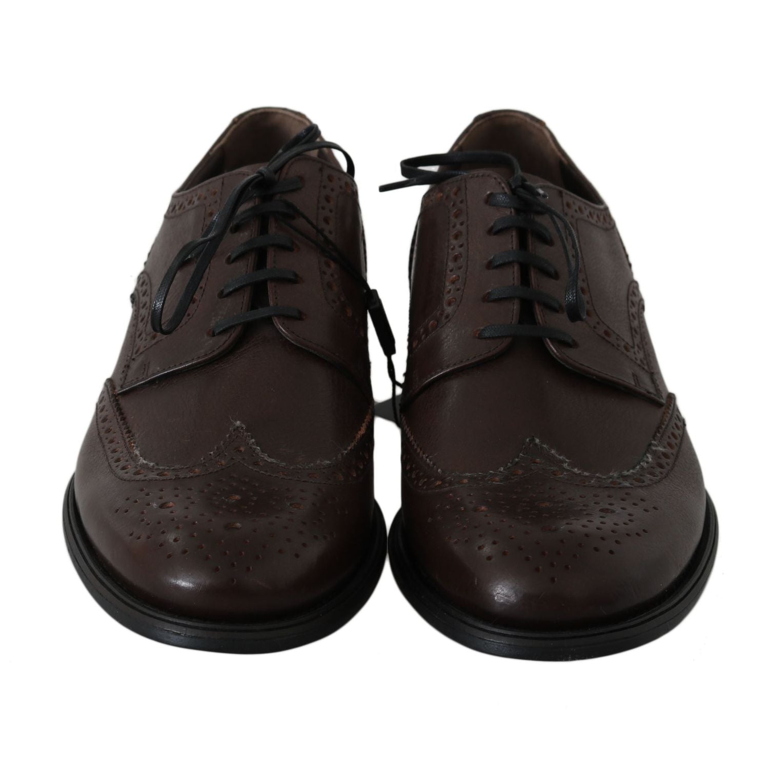 Dolce & Gabbana Brown Leather Brogue Derby Dress Shoes