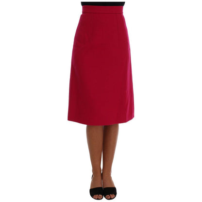 Dolce & Gabbana Pink Wool Knee Long A-Line Skirt Dolce & Gabbana