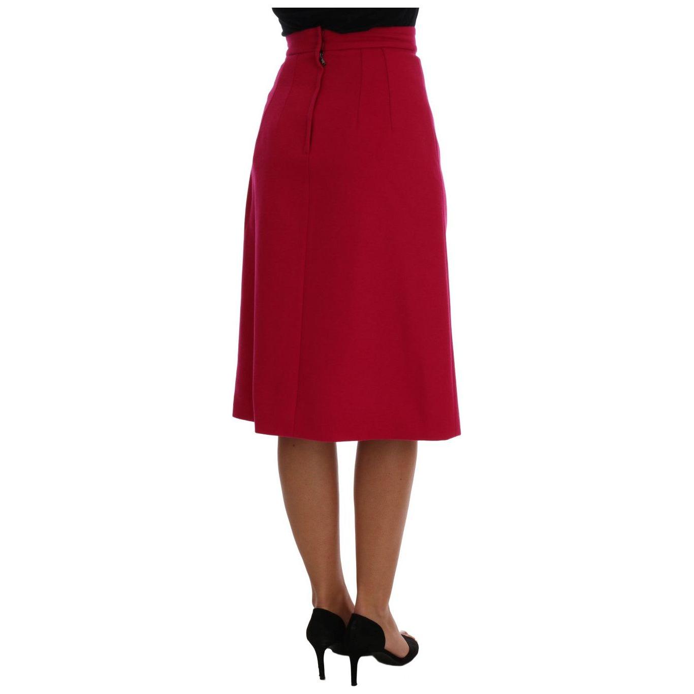 Dolce & Gabbana Pink Wool Knee Long A-Line Skirt Dolce & Gabbana