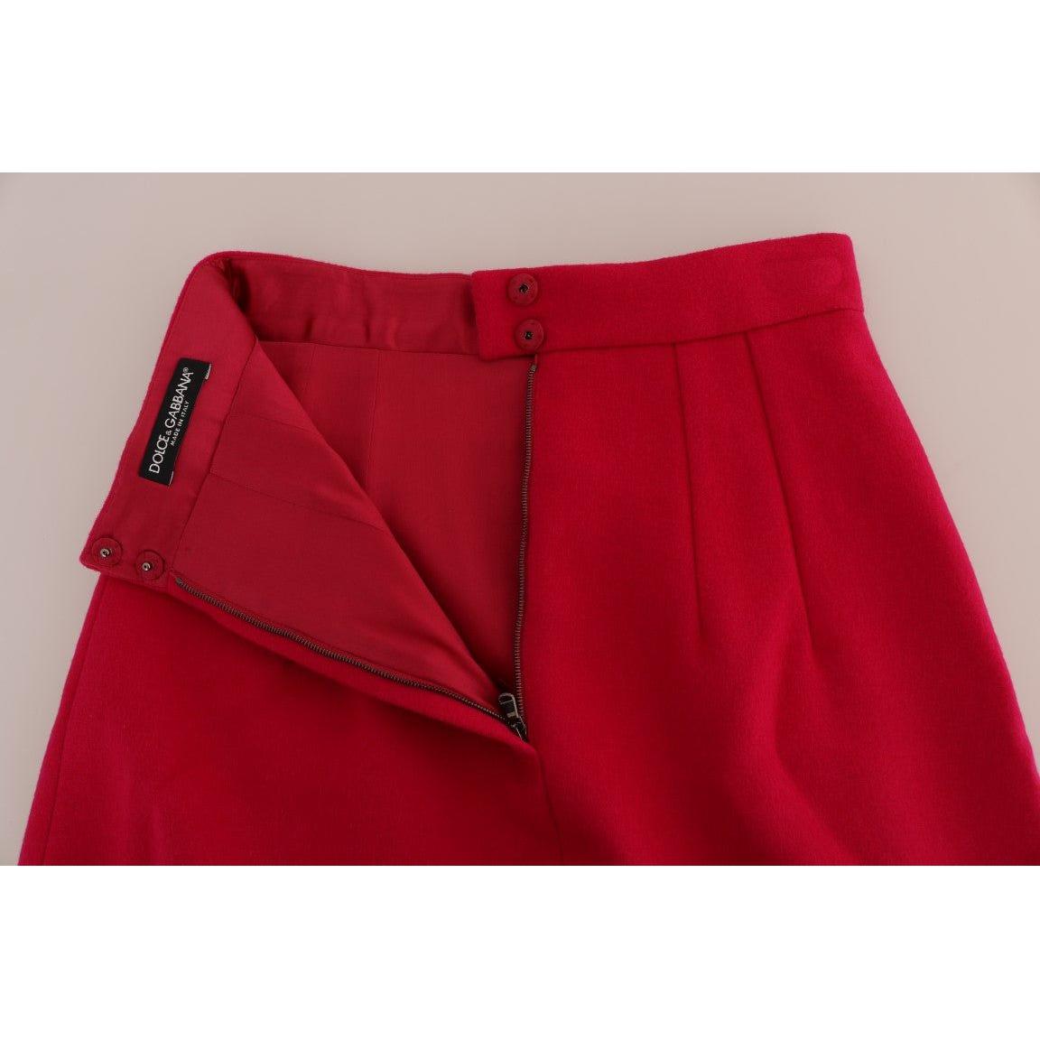 Dolce & Gabbana Pink Wool Knee Long A-Line Skirt Dolce & Gabbana