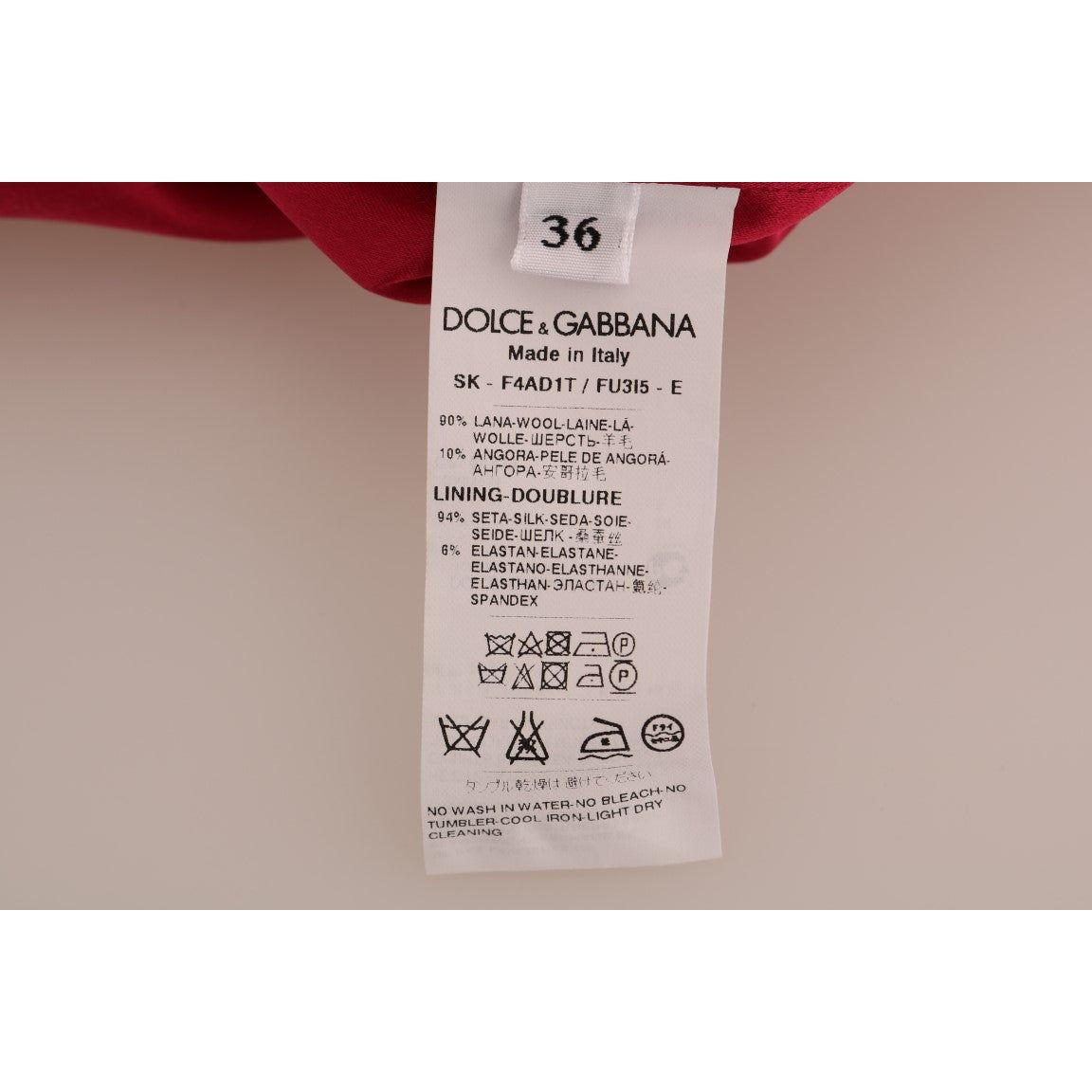 Dolce & Gabbana Pink Wool Knee Long A-Line Skirt Dolce & Gabbana