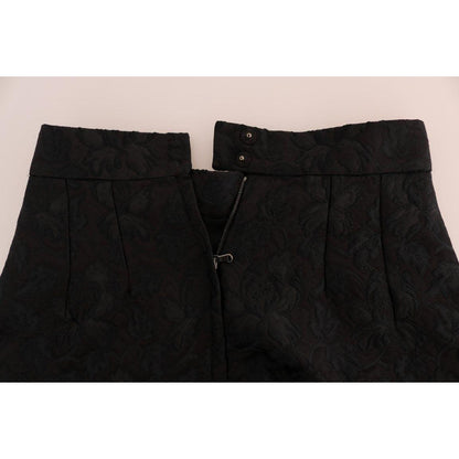 Dolce & Gabbana Black Floral Jacquard Silk A-Line Skirt Dolce & Gabbana