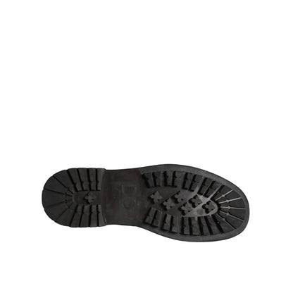 Dolce & Gabbana Black Lace Up Mid Calf Boots Men Shoes