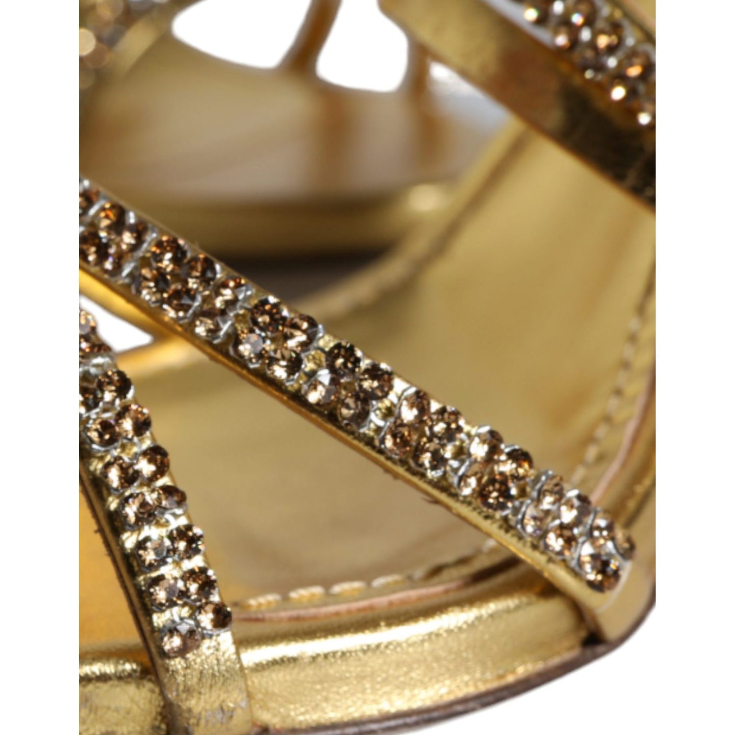 Dolce & Gabbana Gold Crystals Keira Heels Sandals Shoes
