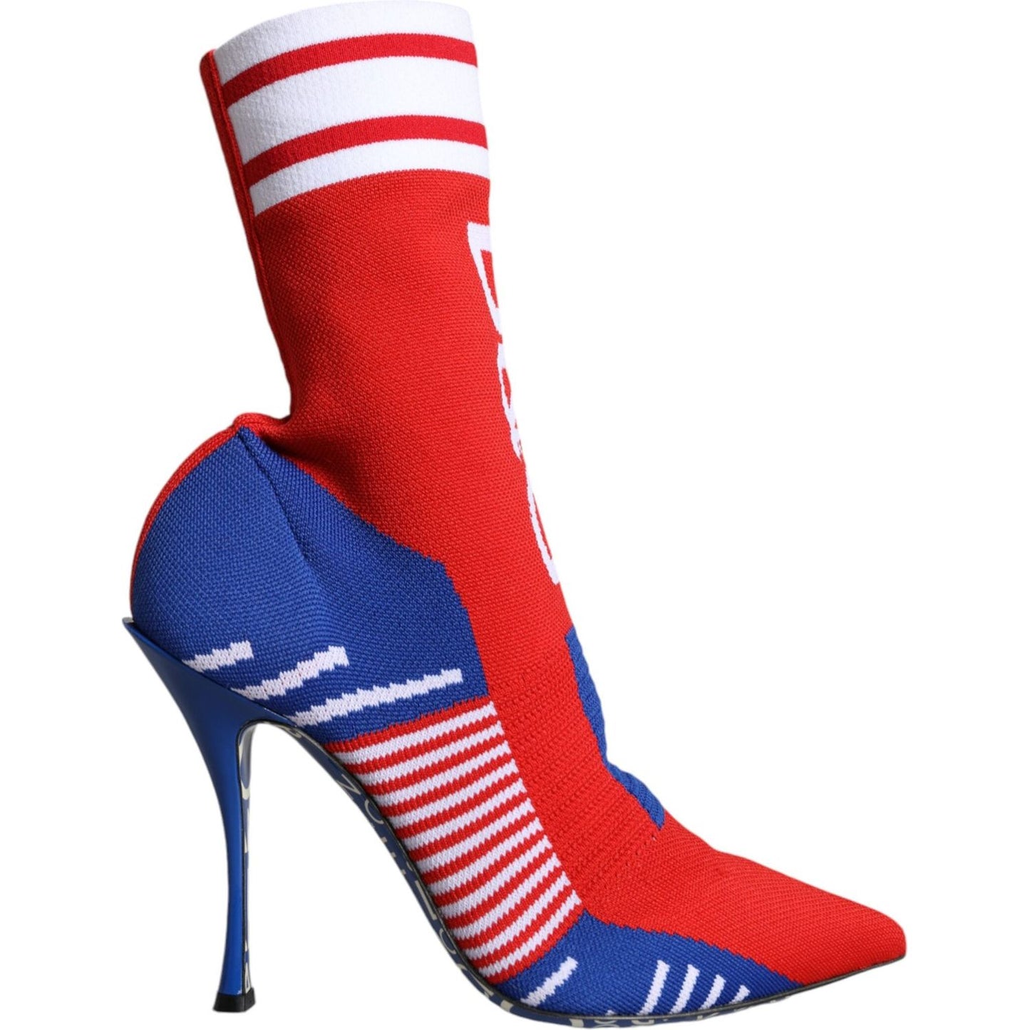 Dolce & Gabbana Red Blue Stretch Sock Style Ankle Boots Logo Shoes