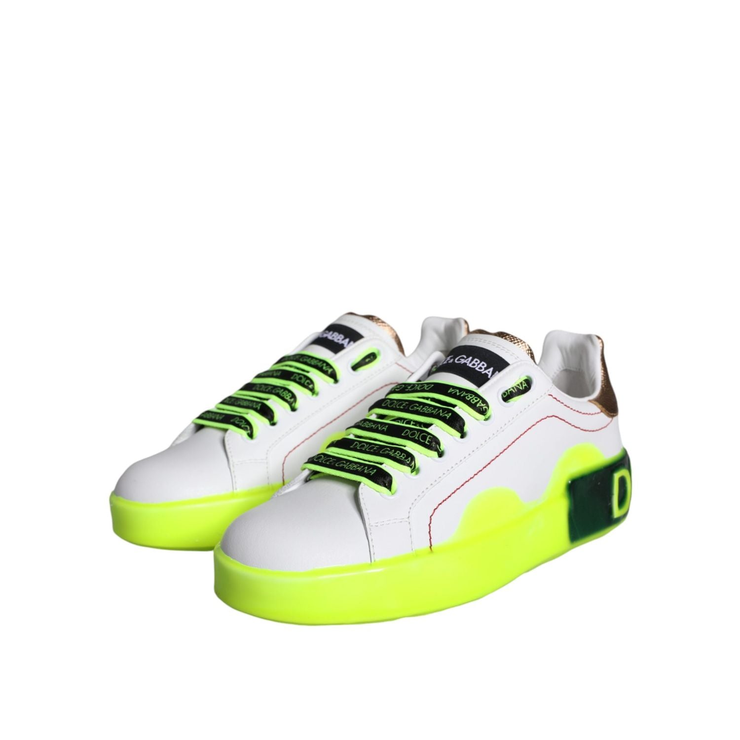 Dolce & Gabbana White Leather Portofino Low Top Sneakers Shoes