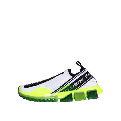 Dolce & Gabbana White Yellow Slip On Sorrento Sneakers Shoes