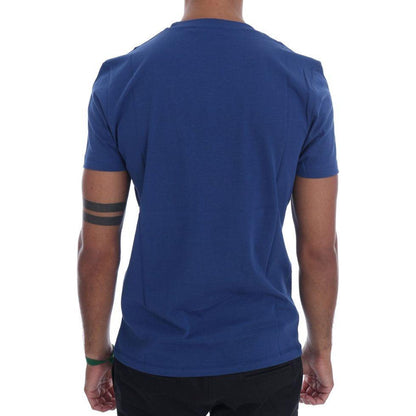 Frankie Morello Blue Cotton RIDERS Crewneck T-Shirt