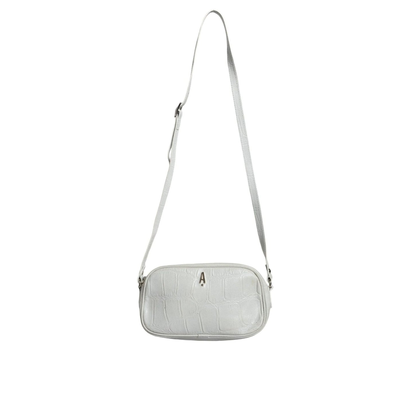 Aniye By White Croc Print Leather Crossbody Sling Bag Aniye By