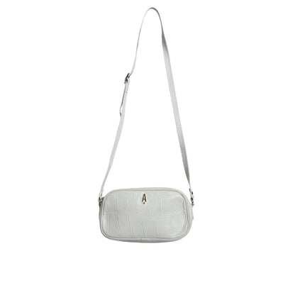 Aniye By White Croc Print Leather Crossbody Sling Bag Aniye By