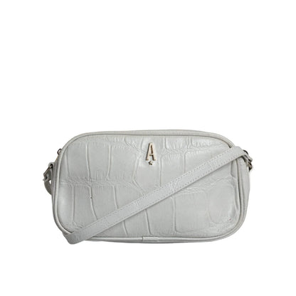 Aniye By White Croc Print Leather Crossbody Sling Bag Aniye By