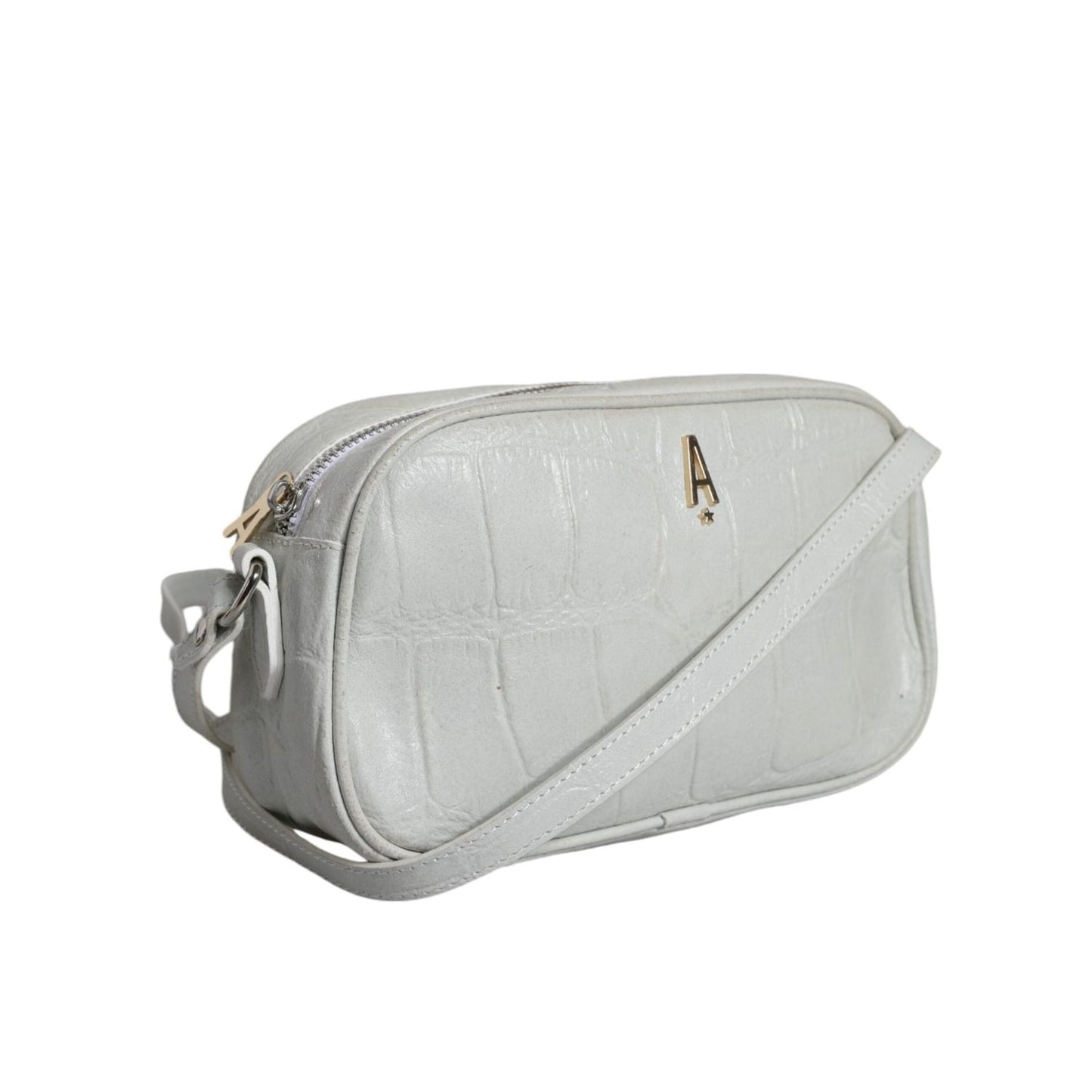 Aniye By White Croc Print Leather Crossbody Sling Bag Aniye By