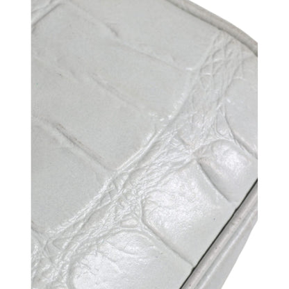 Aniye By White Croc Print Leather Crossbody Sling Bag Aniye By