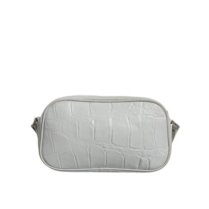 Aniye By White Croc Print Leather Crossbody Sling Bag Aniye By