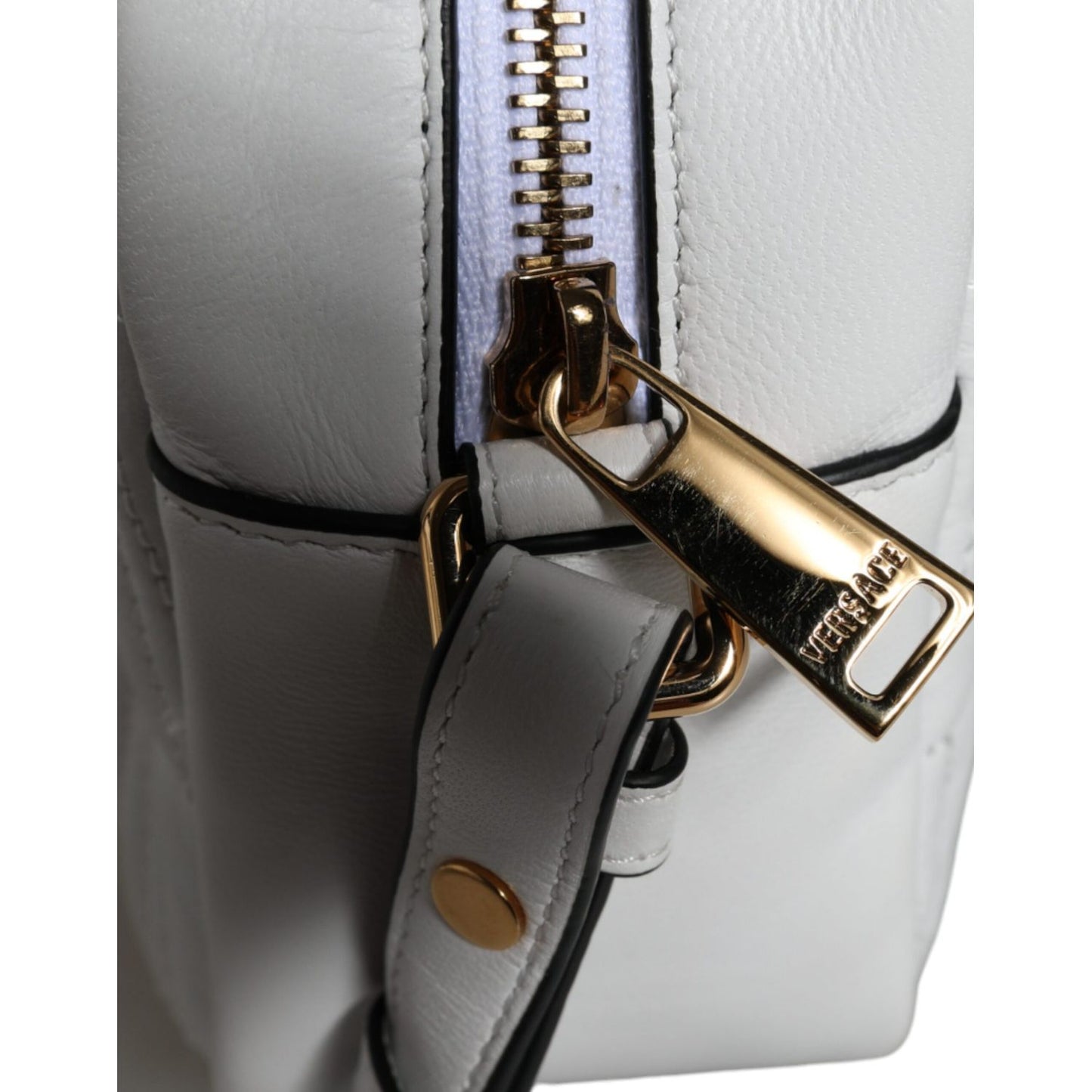 Versace White Quilted Nappa Leather Crossbody Shoulder Bag