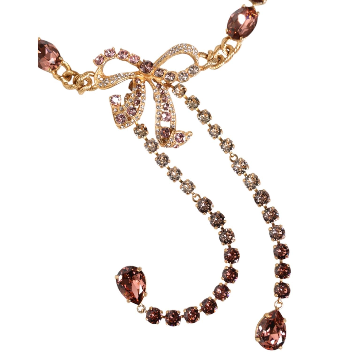 Dolce & Gabbana Gold Tone Brass Crystal Embellished Waist Chain Belt