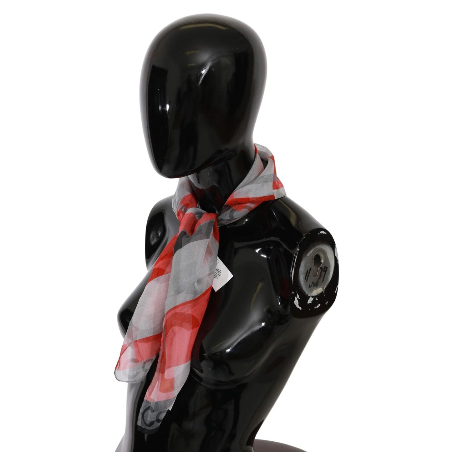 Costume National Gray Red 100% Silk Branded Scarf Costume National