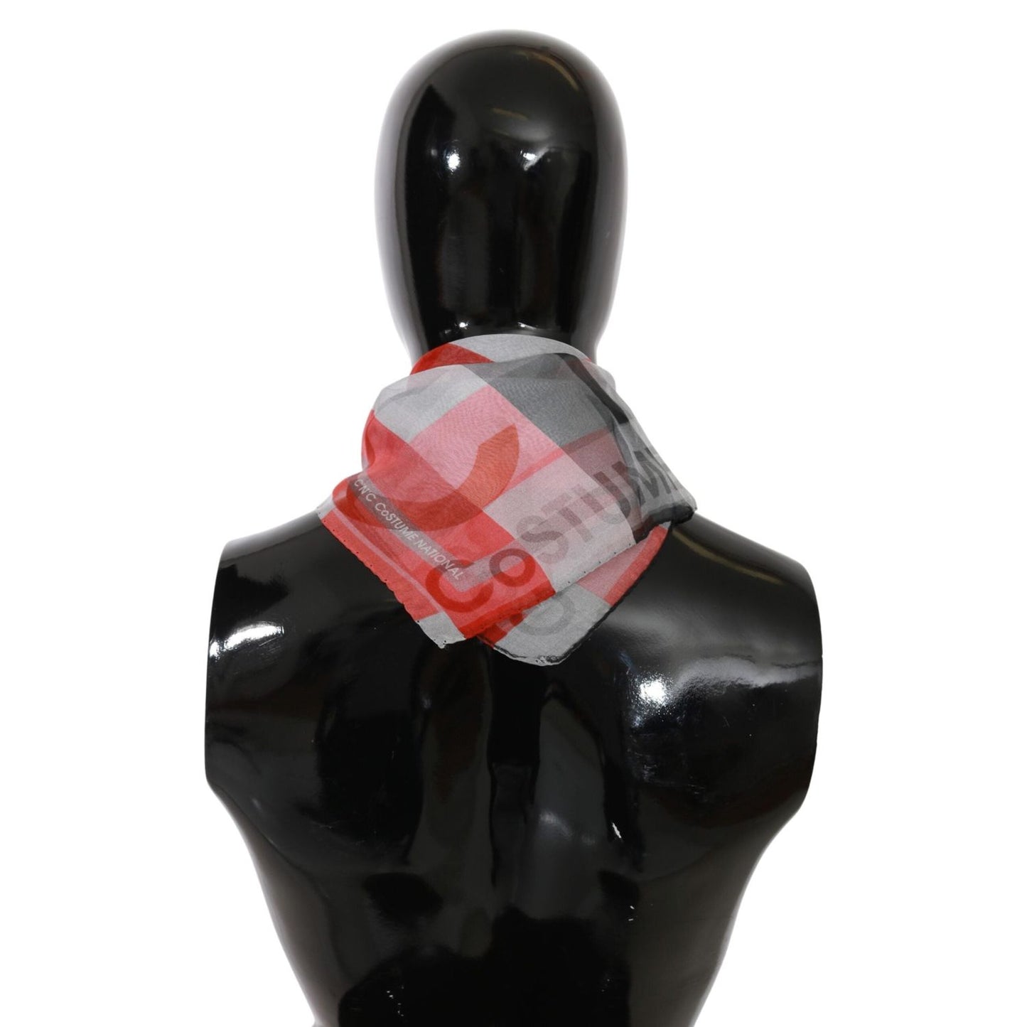 Costume National Gray Red 100% Silk Branded Scarf Costume National