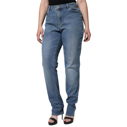 Emporio Armani Blue Washed High Waisted Skinny Women Denim Jeans Emporio Armani