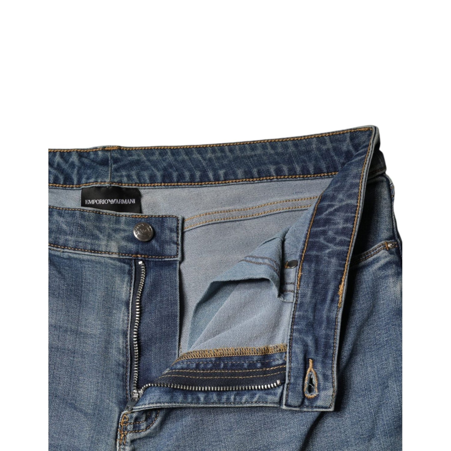 Emporio Armani Blue Washed High Waisted Skinny Women Denim Jeans Emporio Armani