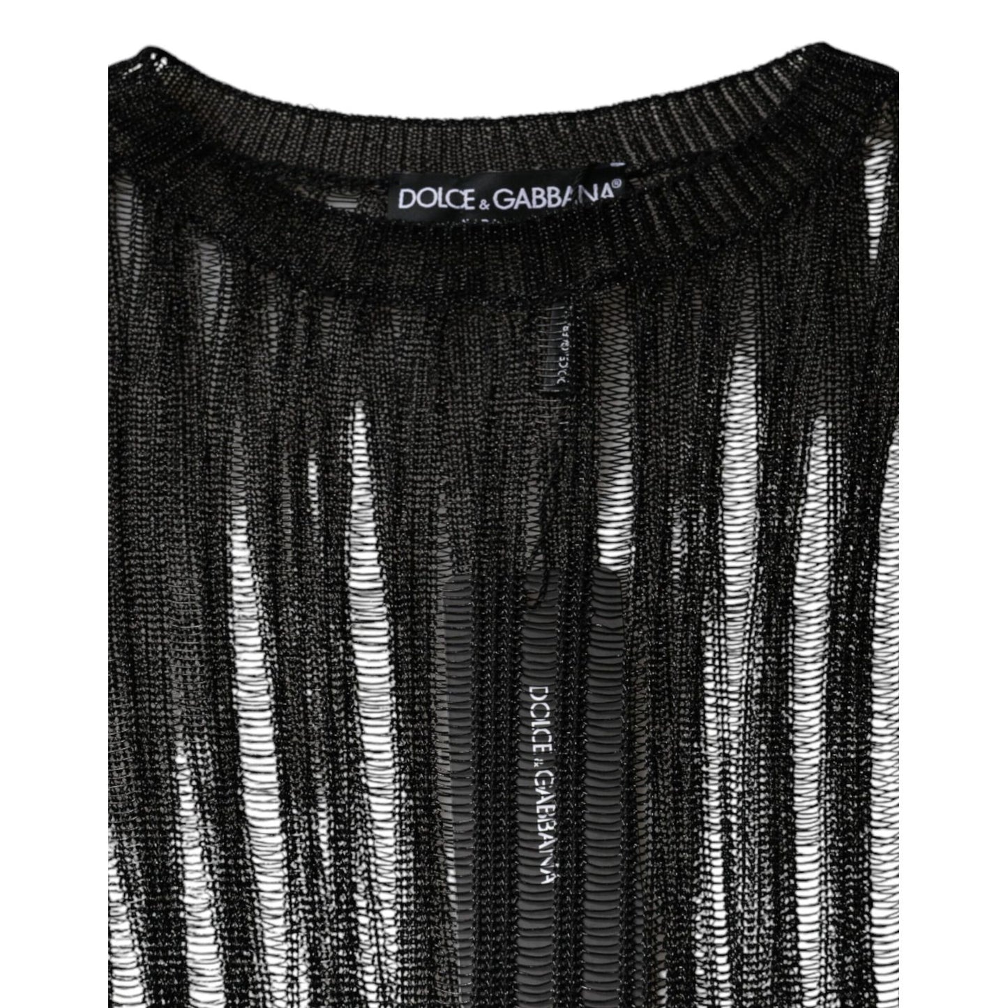Dolce & Gabbana Black Stripe See Through Long Sleeves Top