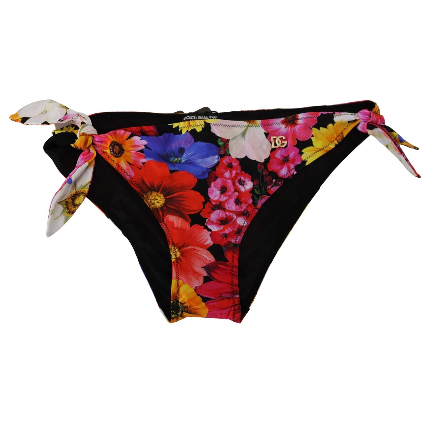 Dolce & Gabbana Black Floral Print Swimsuit Bikini Bottom Swimwear