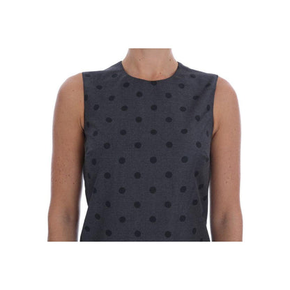 Dolce & Gabbana Gray Polka Dotted Sheath Wool Dress Dolce & Gabbana