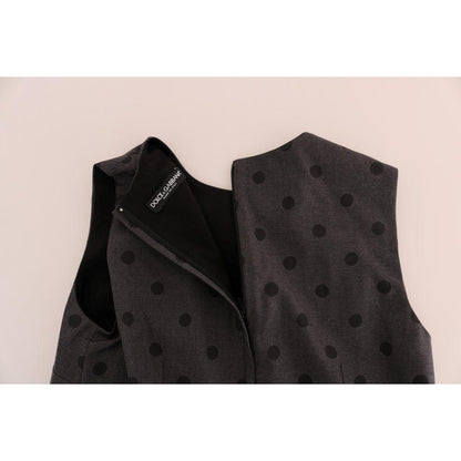 Dolce & Gabbana Gray Polka Dotted Sheath Wool Dress Dolce & Gabbana