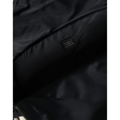 Dolce & Gabbana Black White Nylon Leather Travel Back Pack Bag