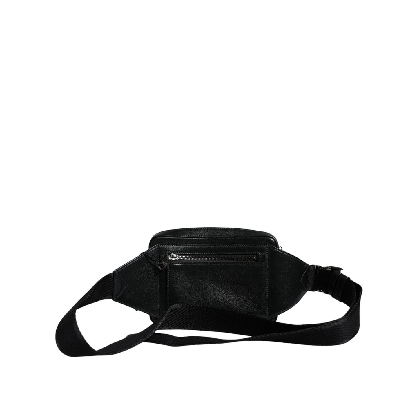 Dolce & Gabbana Black Leather LED Logo Belt Waist Fanny Pack Bag