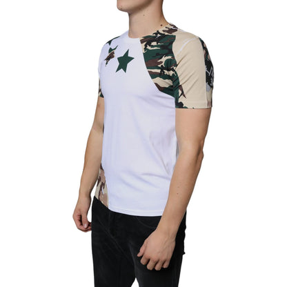 Dolce & Gabbana White Camouflage Stars Crew Neck T-shirt