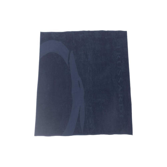 Trussardi Beachwear Blue Cotton Beach Towel Trussardi Beachwear