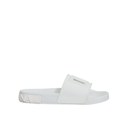 Dolce & Gabbana White Rubber Slides Sandals Beachwear Shoes