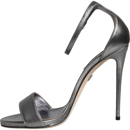 Dolce & Gabbana Silver KEIRA Heels Ankle Strap Sandals Shoes
