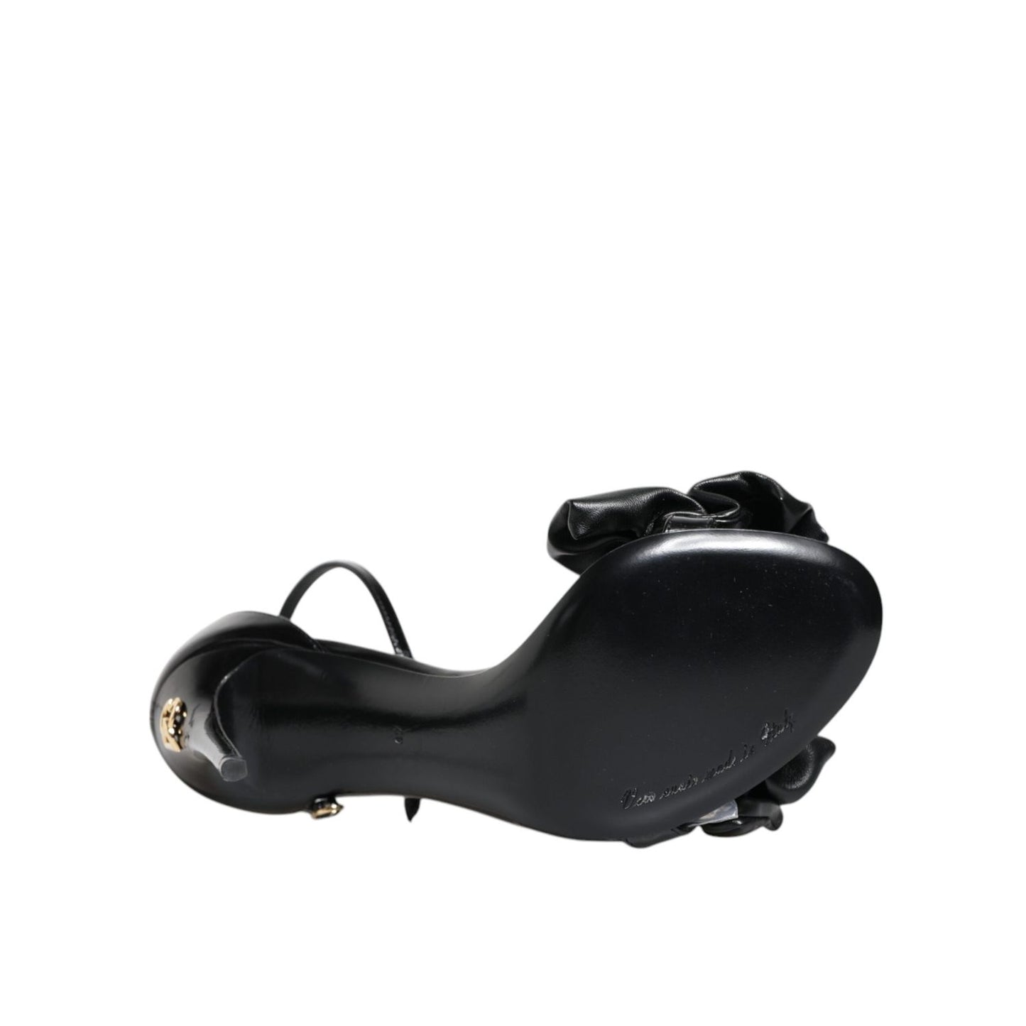 Dolce & Gabbana Black Leather Ankle Strap Heel Sandals Shoes