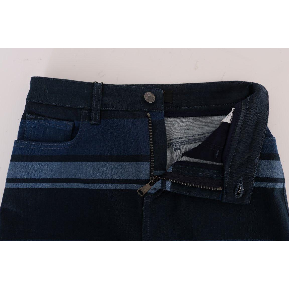 Dolce & Gabbana Blue Short striped Mini Denim Skirt Dolce & Gabbana