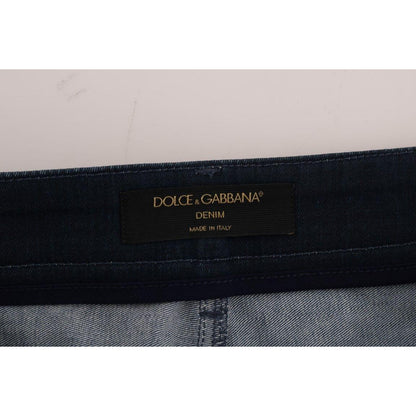 Dolce & Gabbana Blue Short striped Mini Denim Skirt Dolce & Gabbana