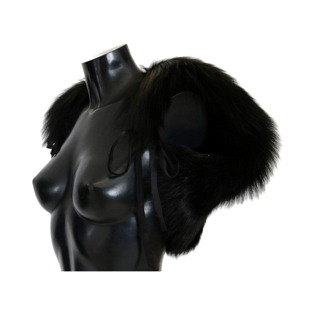 Dolce & Gabbana Black Silver Fox Fur Scarf Dolce & Gabbana
