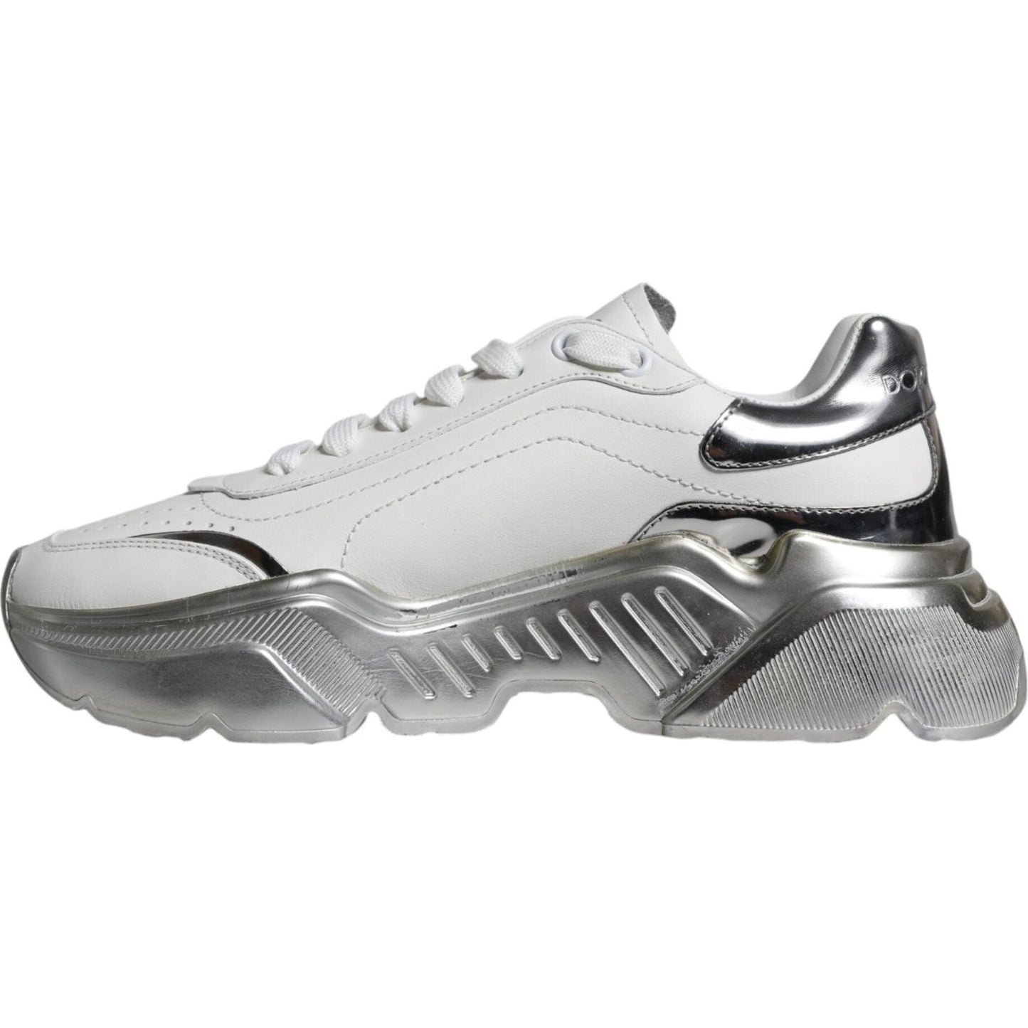 Dolce & Gabbana Silver White Daymaster Low Top Sneakers Shoes