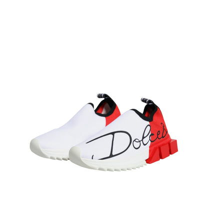 Dolce & Gabbana White Red Low Top Sorrento Men Sneakers Shoes