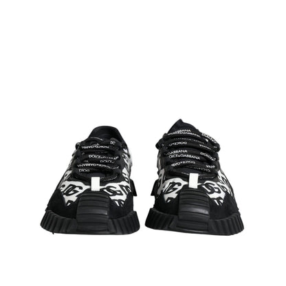 Dolce & Gabbana Black Logo Lace Up Low Top NS1 Sneakers Shoes
