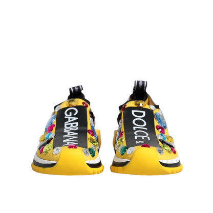 Dolce & Gabbana Yellow Sorrento Crystals Low Top Sneakers Shoes